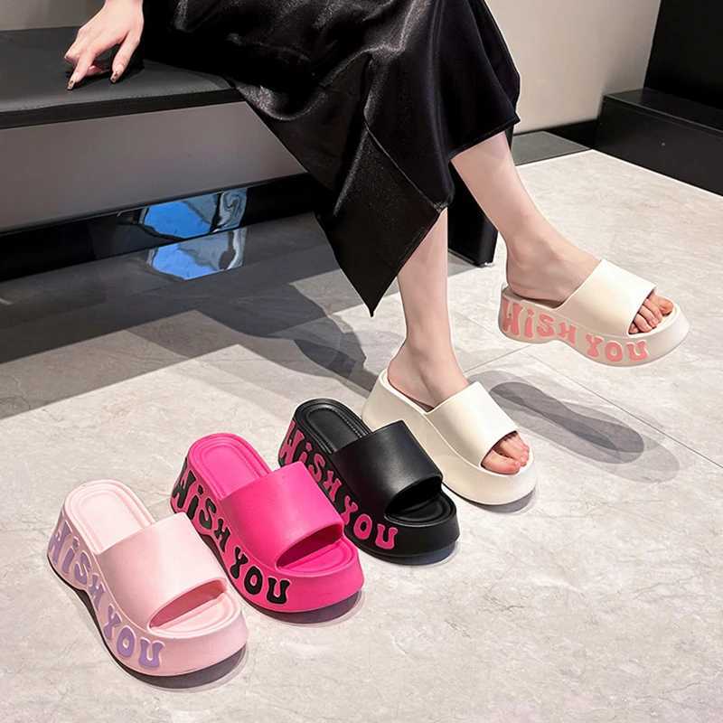 Thick Bottom Cloud Slippers Women Summer Fi Print Wedge Platform Slides Woman Sandals 2025 N-Slip Soft Sole Beach ShoesXJ250207