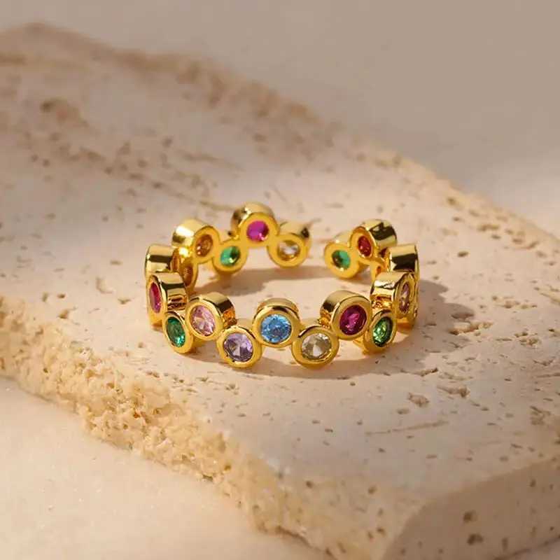 Pinky Zircon Ring for Women Stainless Steel Gold Color Ring 2025 Trend Couple Waterproof Aesthetic Wedding y2k Jewelry rings W250207