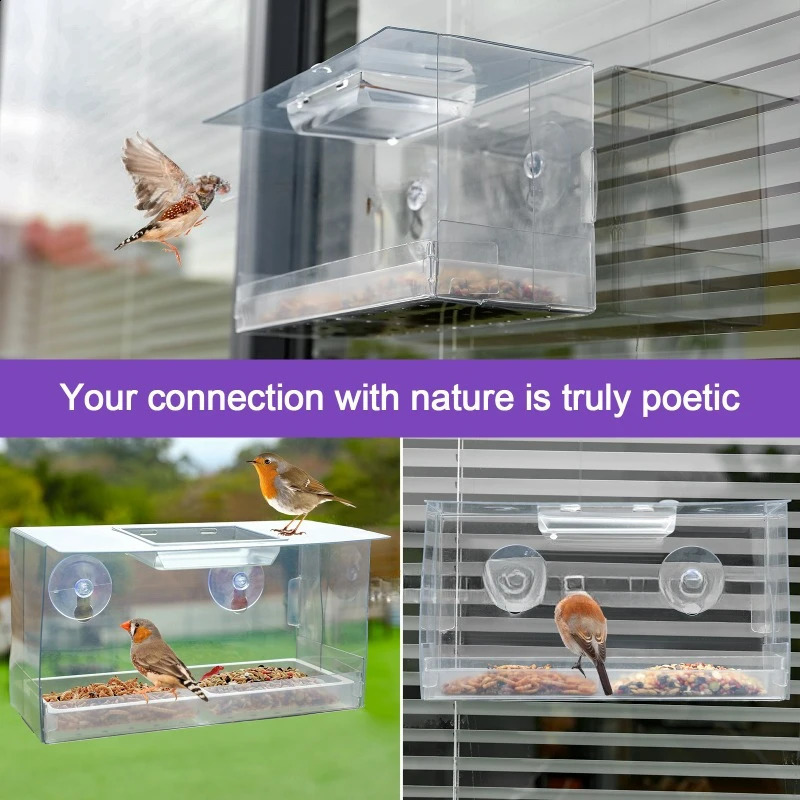 Acrylic Suction Cup Bird Feeder Wild Pigeons Hummingbirds Foldable Bird Cages Nests Hanging Window Feeder Pet Supplies 250121