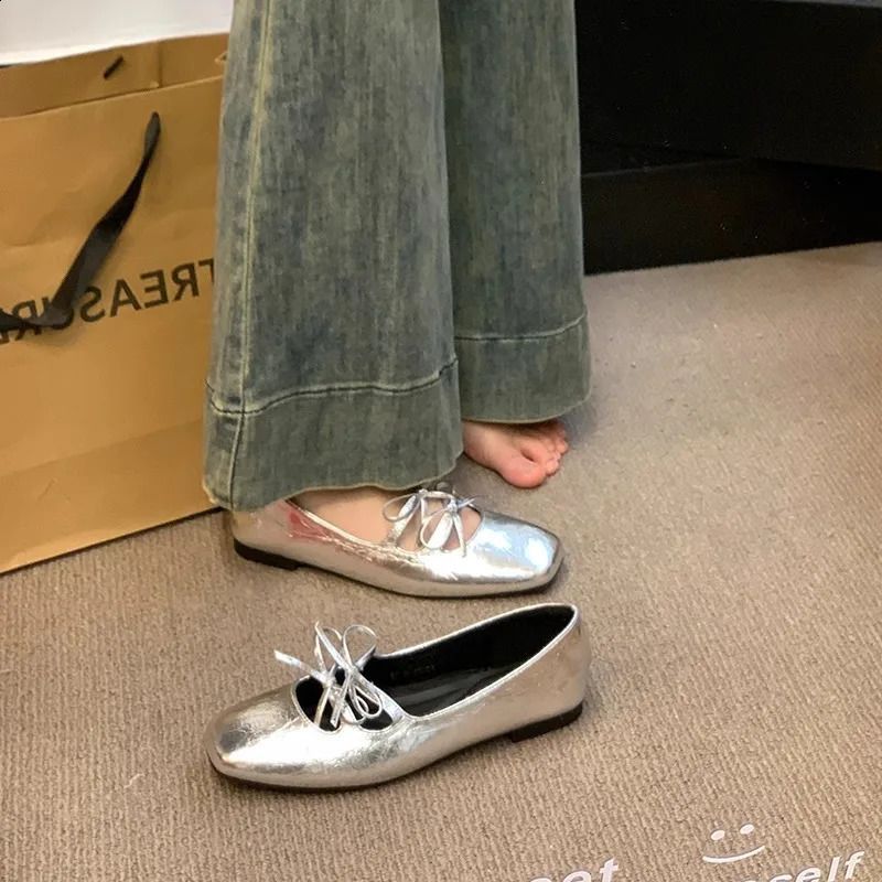 Lovely Double Bowknot Women Mary Jane Shoes 2024 Spring Summer Square Toe Dress Flat Shoe Ladies Red Soft Sole Shoes Zapatos 250206