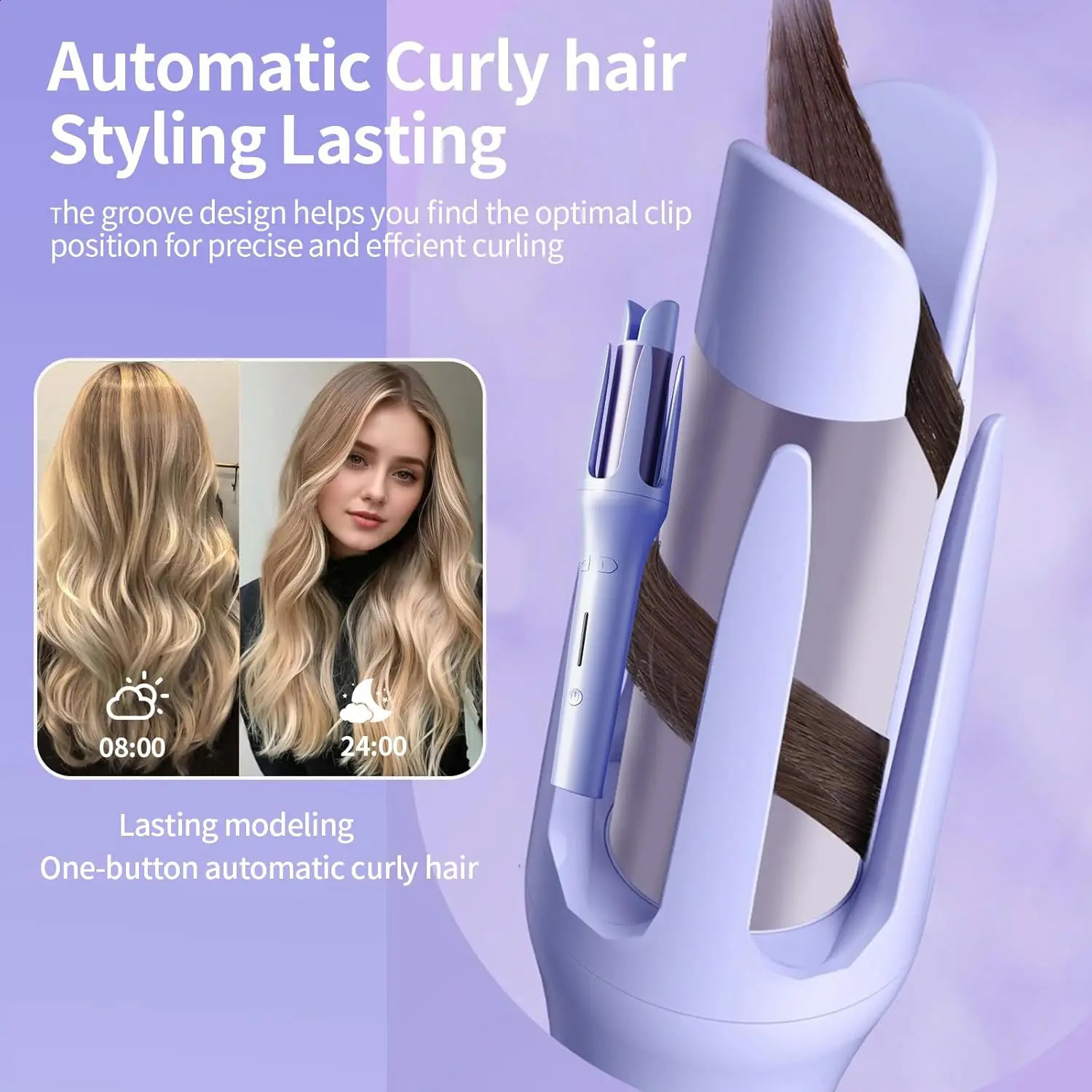 Hair Curler Automatic Rotating Negative Ion non Damaging Hair Curling Iron Portable Hair Curler Automatic Shut-Off Scald 250206