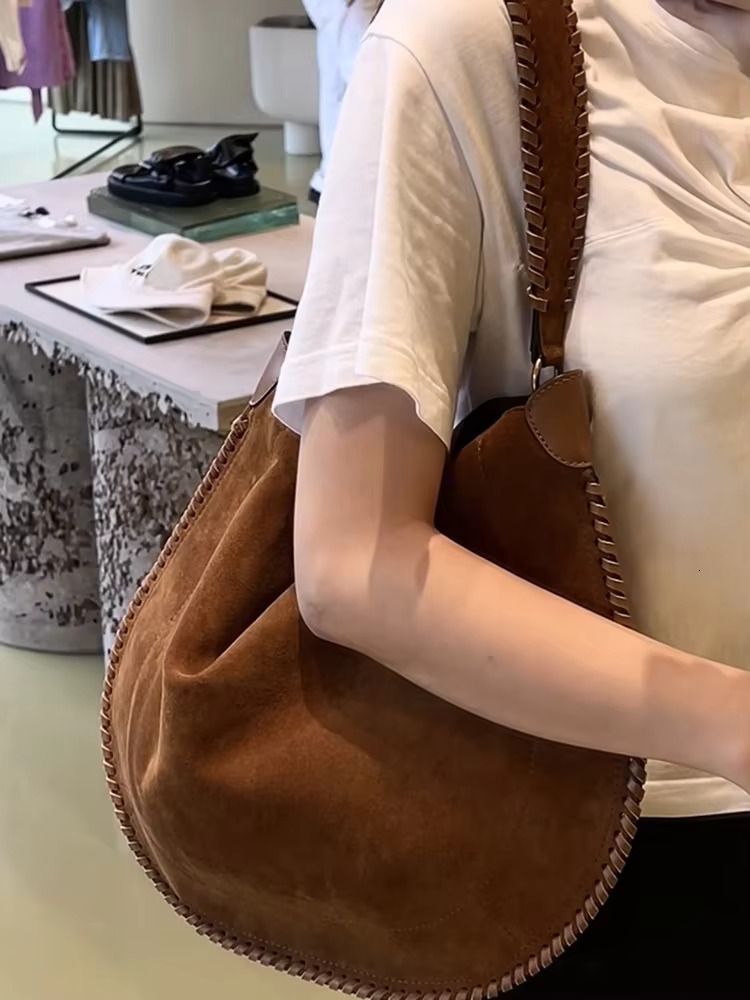 Faux Suede Weave Saddle Bags For Women Designer Handbags And Purses New In Vintage Frosted Large Capacity Shoulder Suede Vintage