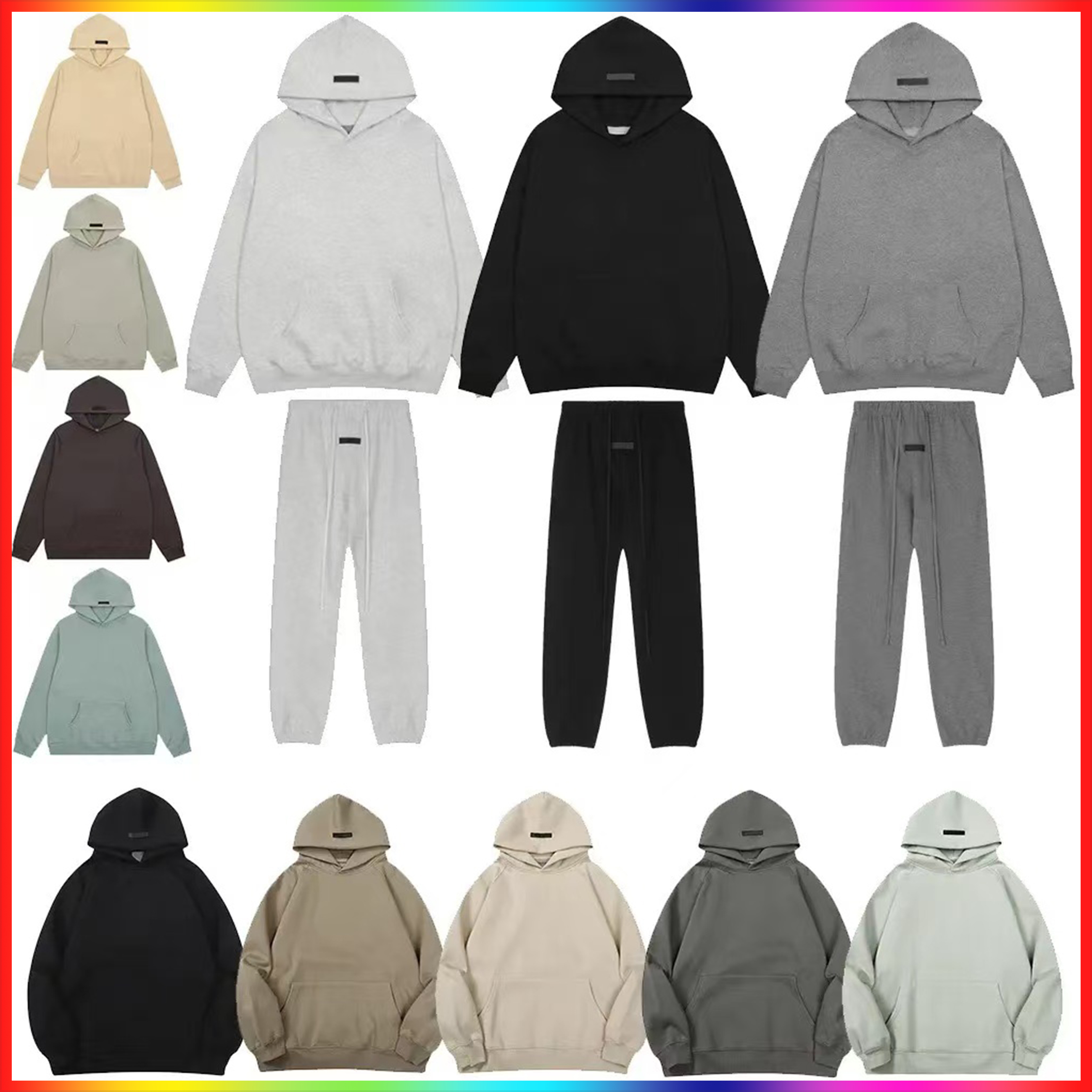 Designer hoodie men essentialsa shorts 25ss 3D Silicon Design Long Sleeve Round Loose essantials hoodie Streetwear Hooded Sweatshirt essentials Couples Clothing