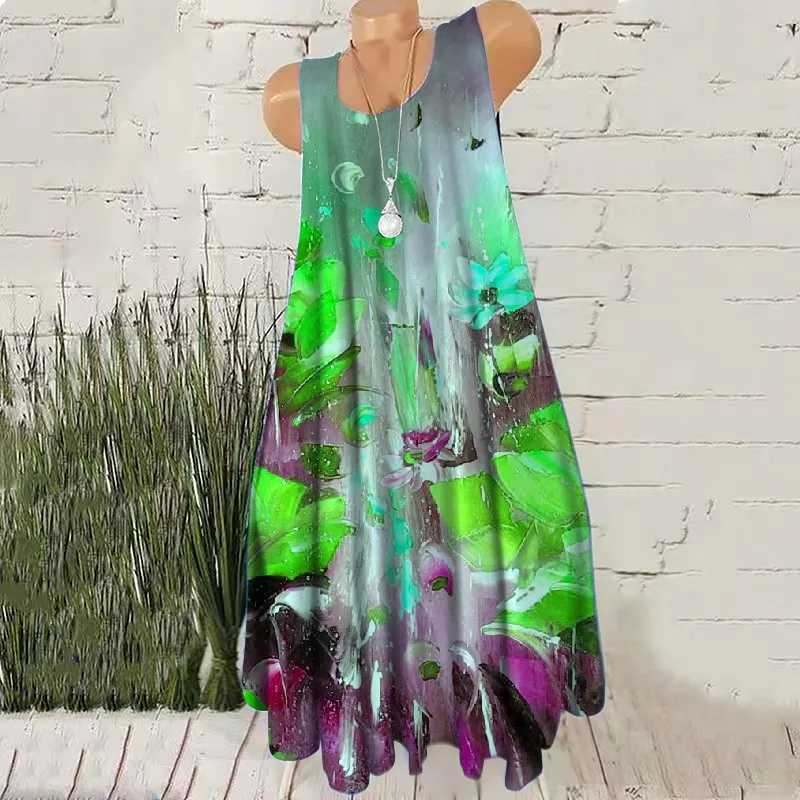 Hand-Painted 3D Print Women Fashion Mini Dresses Sveless Summer Loose Casual Short Dress Oversized Round-Neck Fe DressXJ2500207