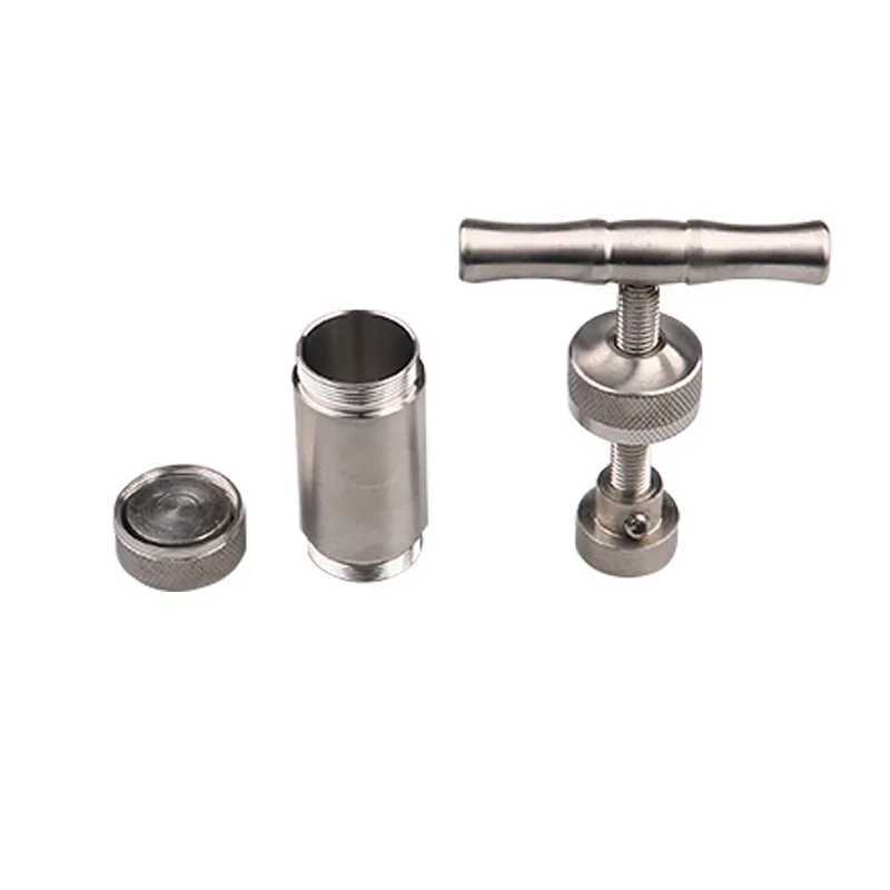 1pc Aluminum Alloy T Shape Press Tool For Spice Garlic Pepper Salt Can Be Rotated Squeezed To Store Tobacco Leaves PockeXJ250207