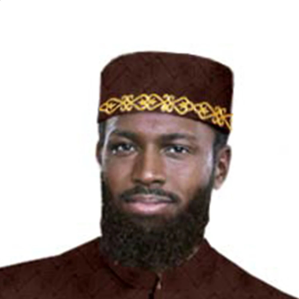 Men Prayer Hats Islamic African Muslim Kippah Arab Caps Men Arabia Cotton Gold Embroidery Wrap Muslim Islam Men Hat Headscarf 250207