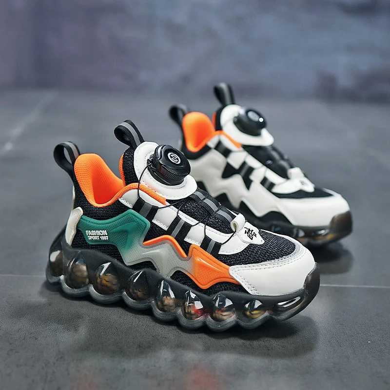 New young childrens casual sports shoes girls jelly soles childrens breathable mesh coaches casual air bubbles boys running shoes W250207