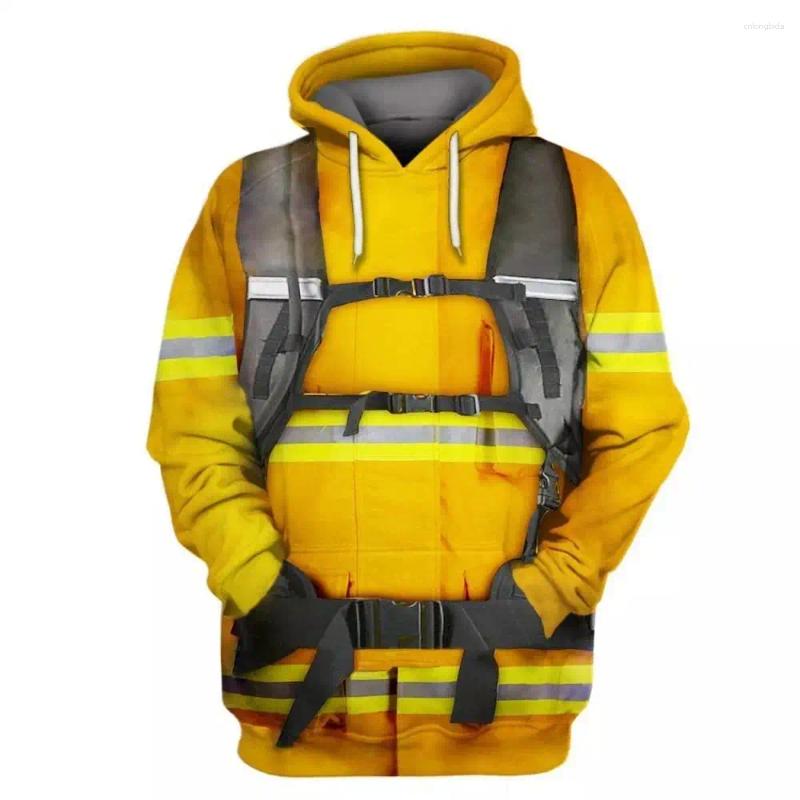 Graphic Hoodies Men Firefighter 3D Print Hoodie Unisex Pullover Sweatshirt Haruku Style Tops