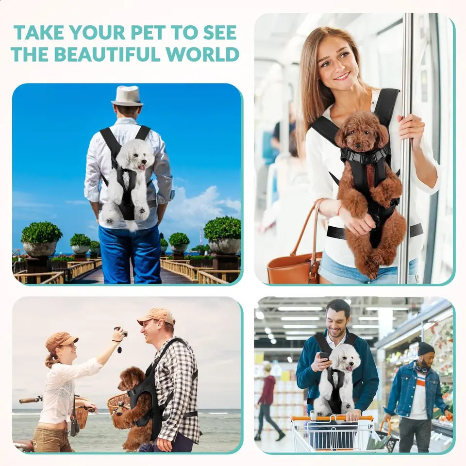 Outdoor Pet Front Dog Carrier Backpacks Adjustable Hands Free Dog Backpack Carrier For Medium Small Dogs 250206