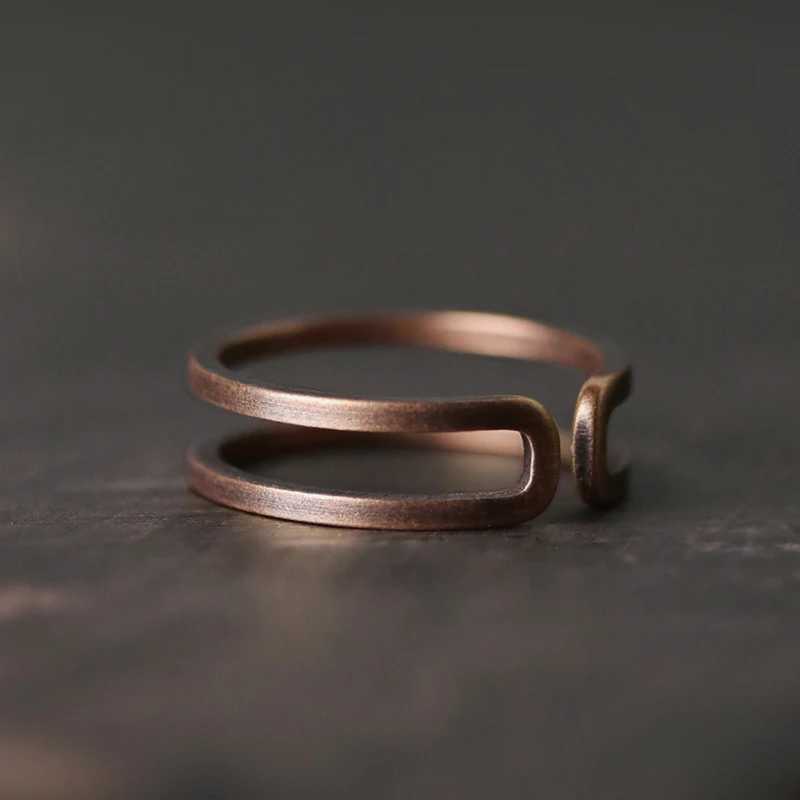 Hand Crafted Solid Copper Ring Special Design Process Black Size Adjustable Retro Punk Street for Couple Lover Accessories W250207