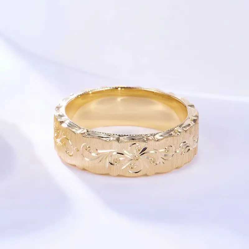 Customized designer hand carved floral style S925 pure silver mens and womens couple rings carved for weddings and engagements W250207