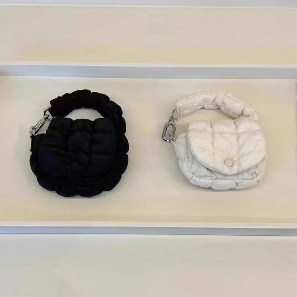 Women Pleated Top Handle Bag Mini Cloud Solid Color Cotton Ruched Dumpling Flap for Shopping Date 250206