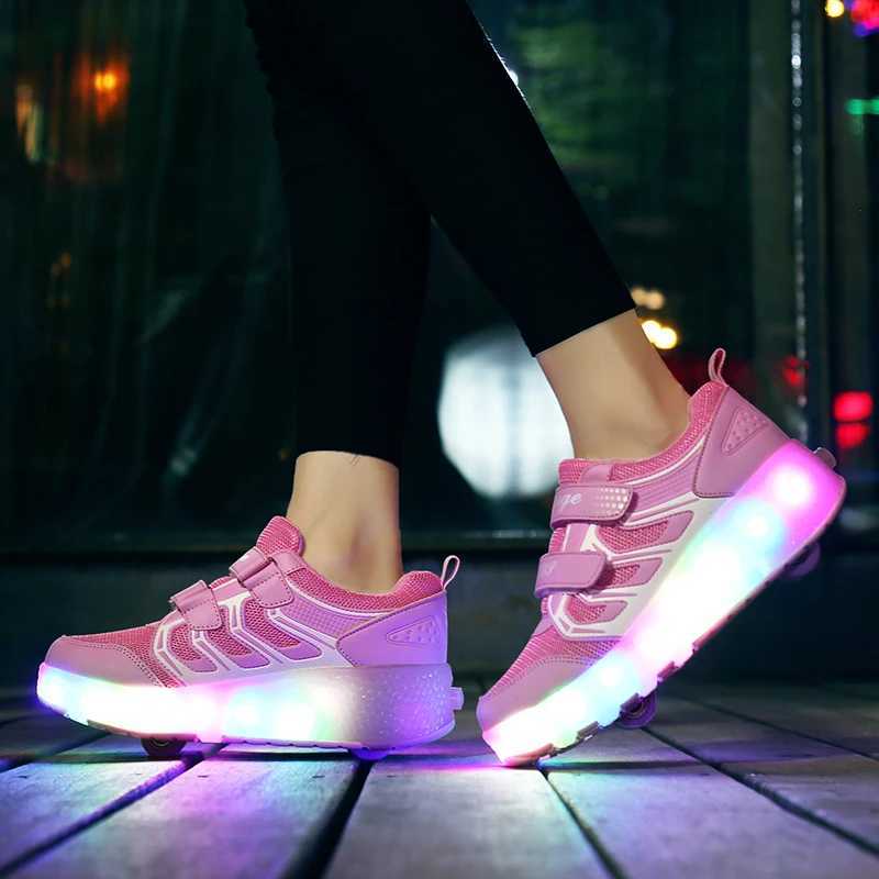 Skating Shoes For Childrens Spring New Luminescent Sports Shoes With Wheels Casual Outdoor Sports Birthday Gift W250207
