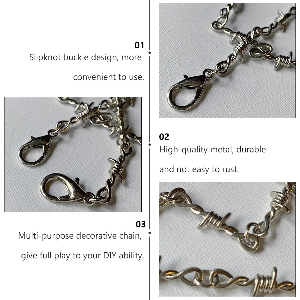 Chain Necklace Trousers Waist Punk Chain Pants Hippop Grunge Goth Snake Men Jewelrythornslong Wire Barbed Jeans Silver 250207