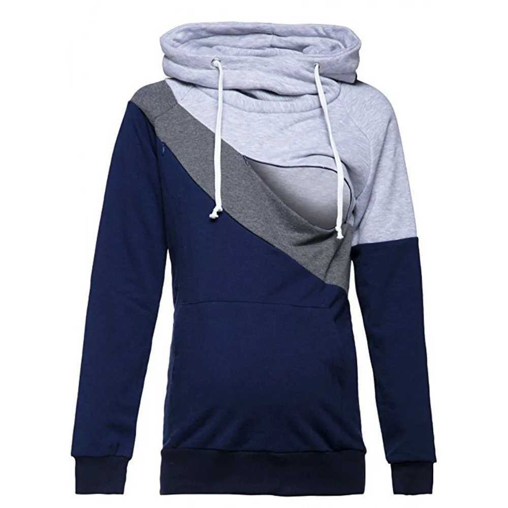 Pregnant womens sports shirts womens care pregnant womens long sleeved hoodies feeding hoodies pregnant womens long sleeved collar sports shirts W2502