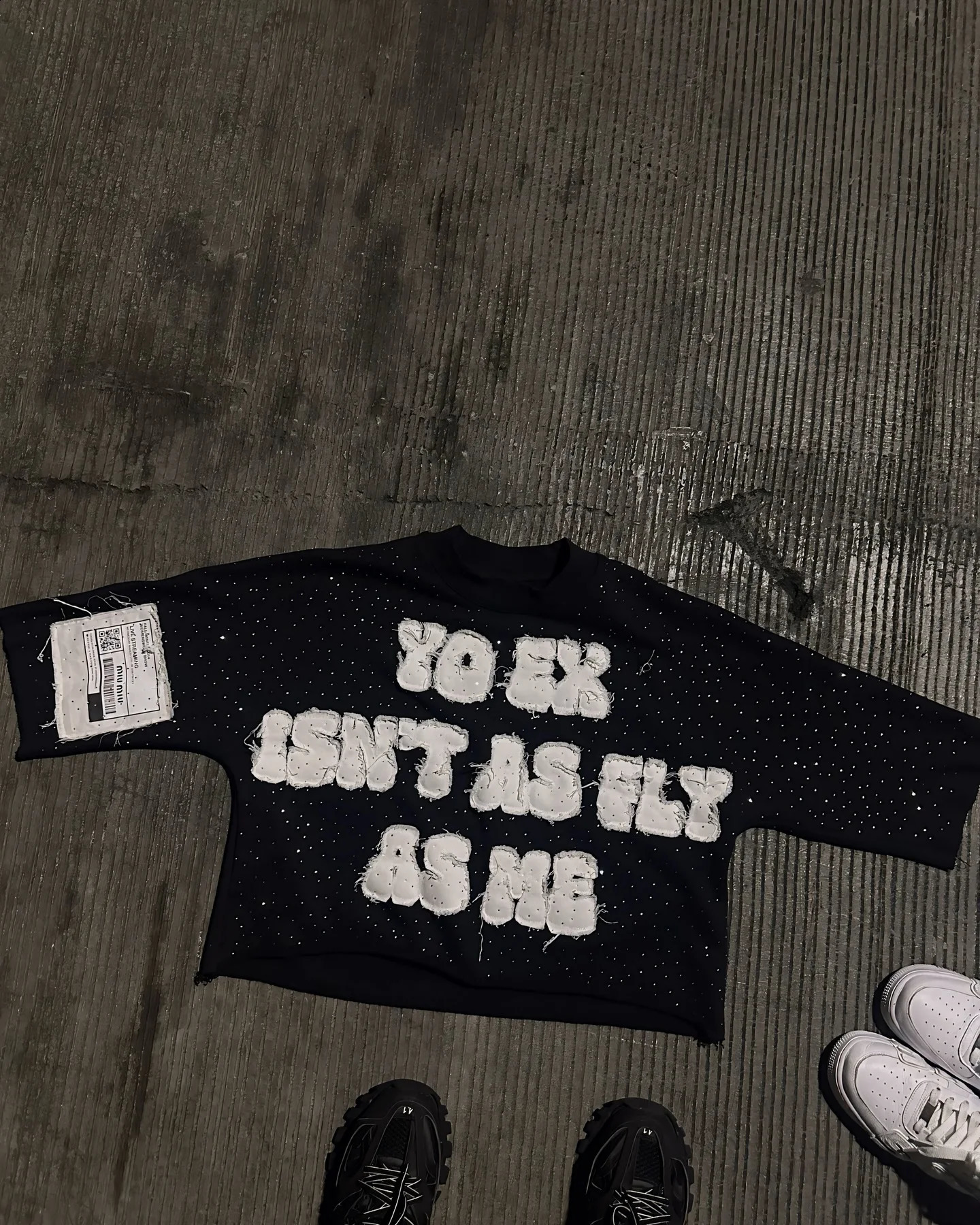Gothic Letter Patchwork Y2k Clothes for Men Hip Hop Retro Sequin Striped Sweatpants T Shirt Two Piece Set Casual Tracksuit Men 250206