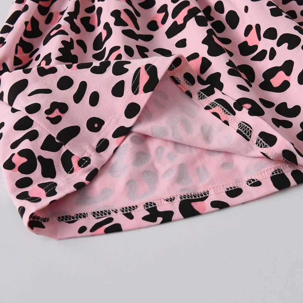 DXTON Family Matching Cotton Clothes Spring Mother and Kids Dress Women Leopard Print Kids Long Sleeve Casual Family Matching W250207