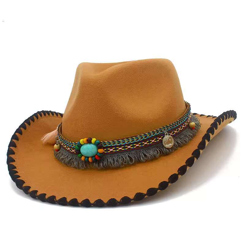 White Snowland Accessories Ethnic Style Tibetan Men and Women Performance Woolen Hat Guozhuang Dance Four Seasons