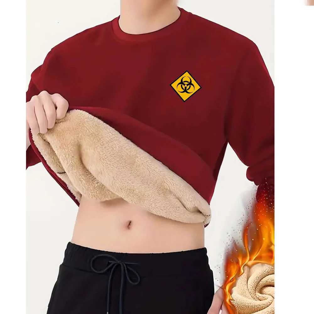 2024 New Mens Cartoon Printed Fashion Round Neck Hoodie Autumn/Winter Plus Wool Thick Hoodie Top W250207