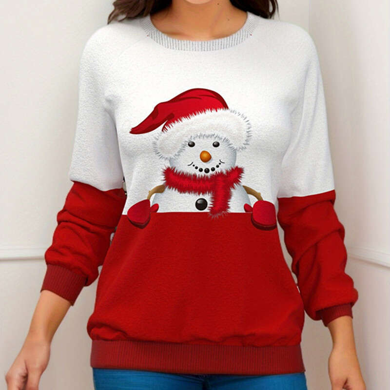 women's hot selg Christmas printed shoulder print t 2024 new casual versatile fashion clothing