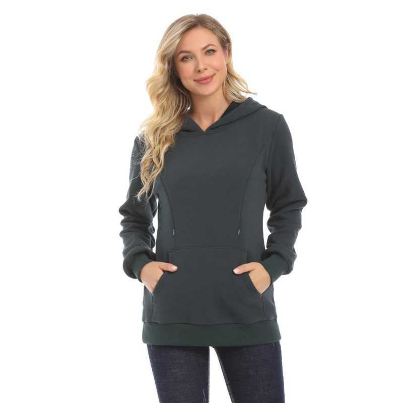 New Winter Maternity Hoodie Breastfeeding Clothes Warm Fleece Pregnant Sweater Zipper Feeding Opening Big Size S TO XXXL W250207