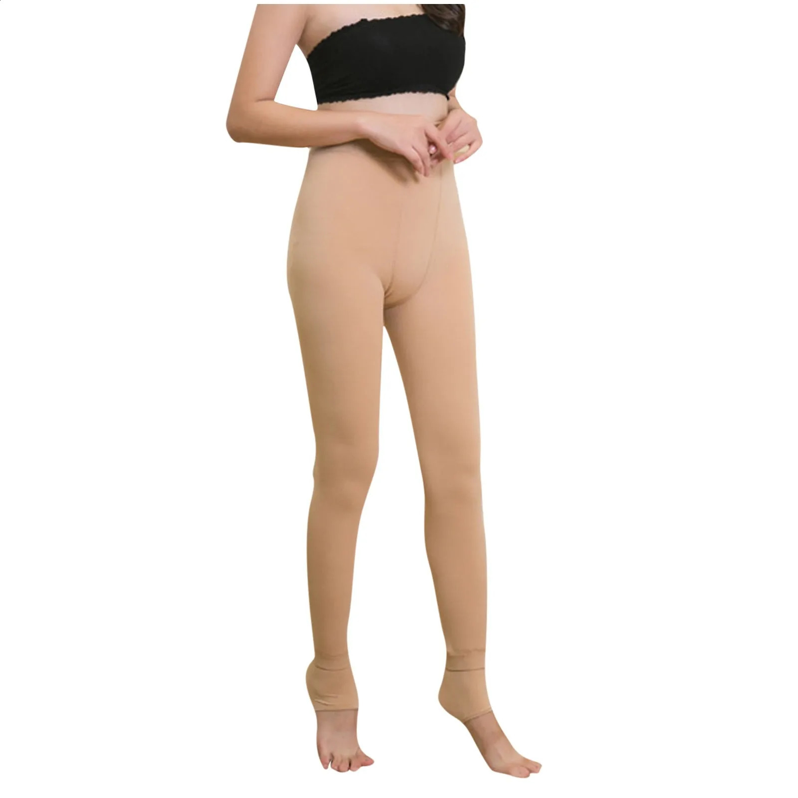 Beige Black Elastic Fleece Lined Leggings Women Winter Warm Thicekn High Waist Push Up Plush Tight Shark Pants Seamless Stocking 250206