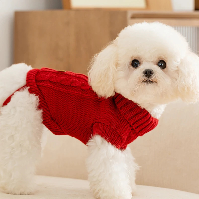 Knitted Clothes for Dogs Classic Solid Dog Sweater Fashion Puppy Pullovers Winter Warm Cat Sweater Pet Turtleneck Chihuahua Coat 250206