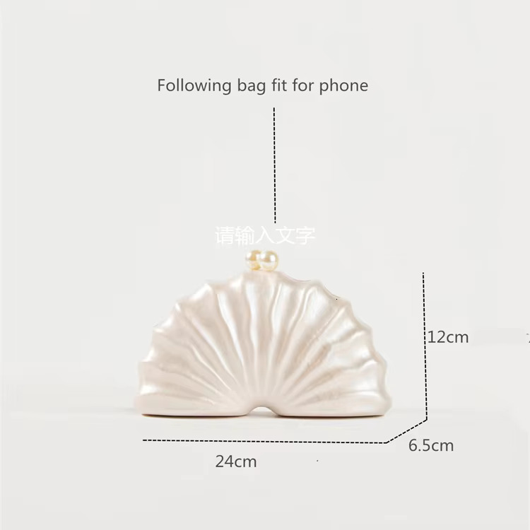 Shell Clutch Bag Acrylic Clutch Bag Women Wedding Evening Party Cute Ivory Pearl Color Purse Handbag Summer New 2024