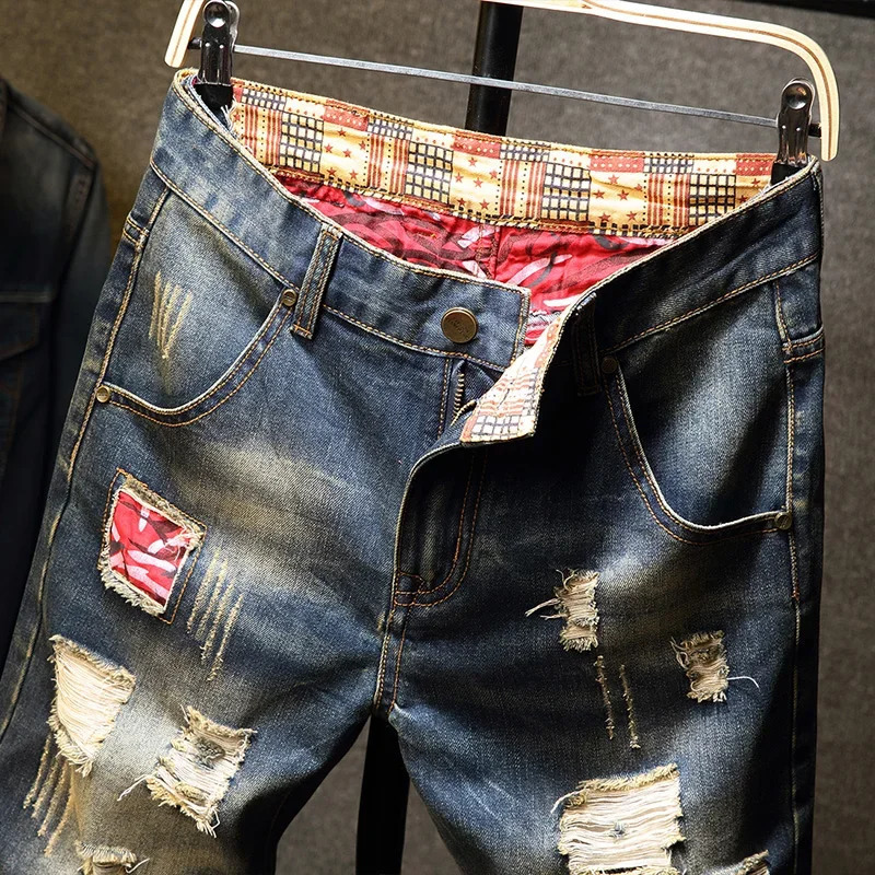 2024 Summer Fashion Mens Jeans Ripped Shorts Casual Vintage Slim Fit Denim Male Clothes 250207