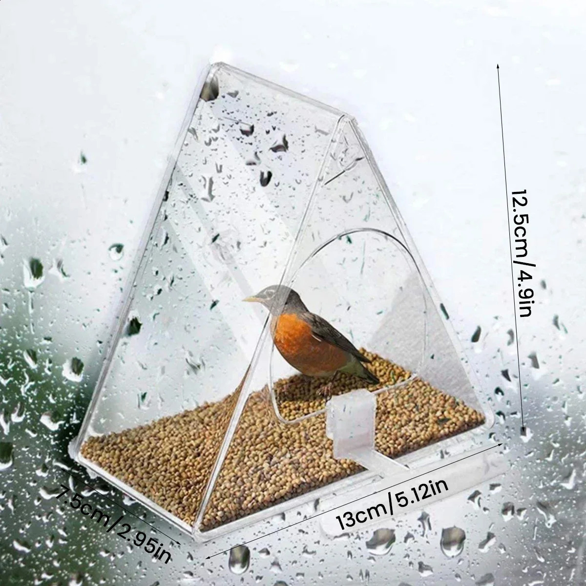 Acrylic Bird Feeder Hanging Seed Feeder Clear Wild Bird Seed Feeder Durable Window View Garden Outdoor Bird Feeding Supplies 250207