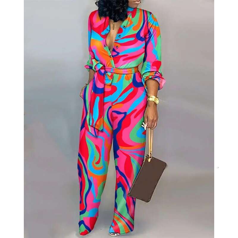Women's loose plus size autumn/winter high waist straight leg jumpsuit European 2024 new casual fashion trend clothing