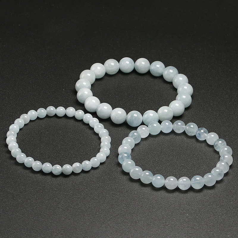Personalized Natural Aquamarine Beads Bracelets Dropship 250206