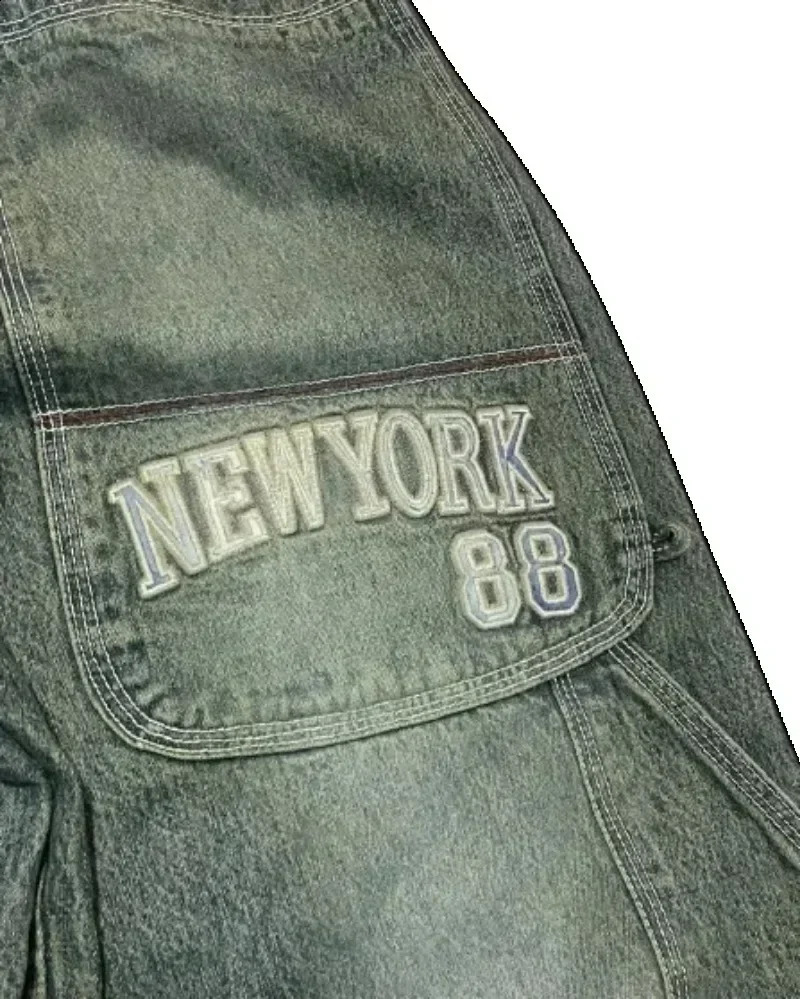 2000s Street Loose Hip Hop Jeans Letter Embroidered Jeans Classic Retro Loose High Waist Wide Leg Pants for Men and Women 250206