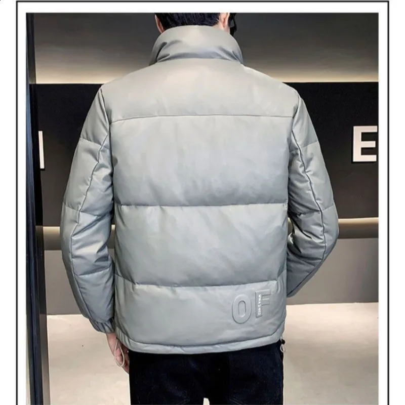 Winter Down Jackets Men PU Leather Jacket Bomber Coat Windproof Waterproof Motorcycle Clothing Outerwears 250109Z