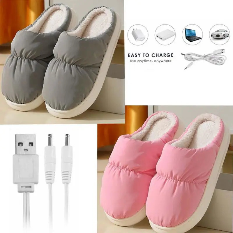 Heated Slippers Electric Heating Boots Heated Foot Warmer Slippers USB Charger Electric Heating Shoes Warmer Women Men Slipper 250120