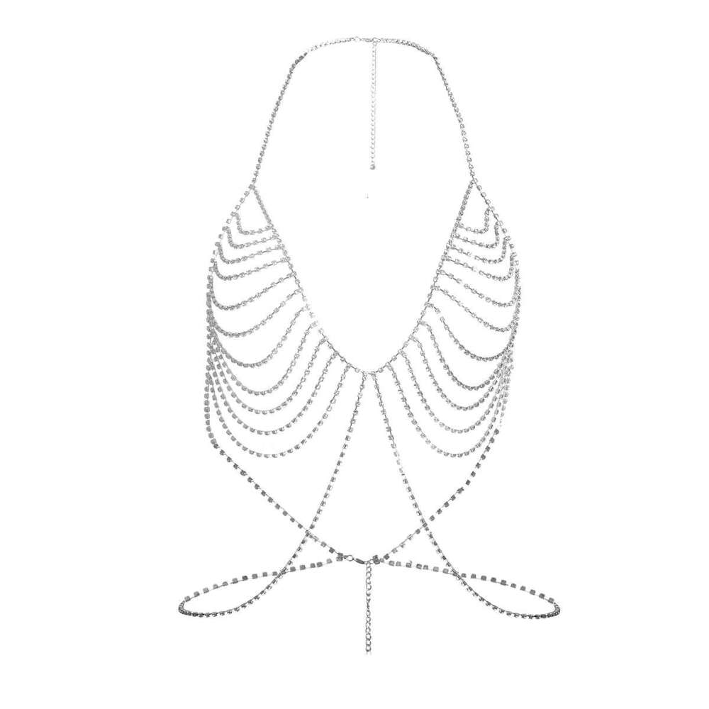 2024 New Trend Hanging Neck Stripe Rhie Chest Nightclub Women's Body Chain Jewelry