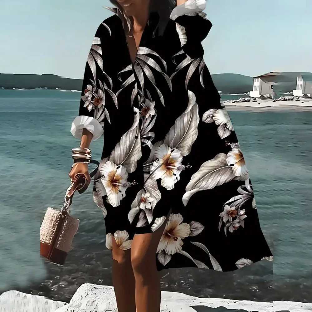 Plus Size Womens Long Sve Shirts Dress New Le 3d Printed Shirt Dress Ele Leisure Lapel Collar Shirts Summer VestidosXJ2500207