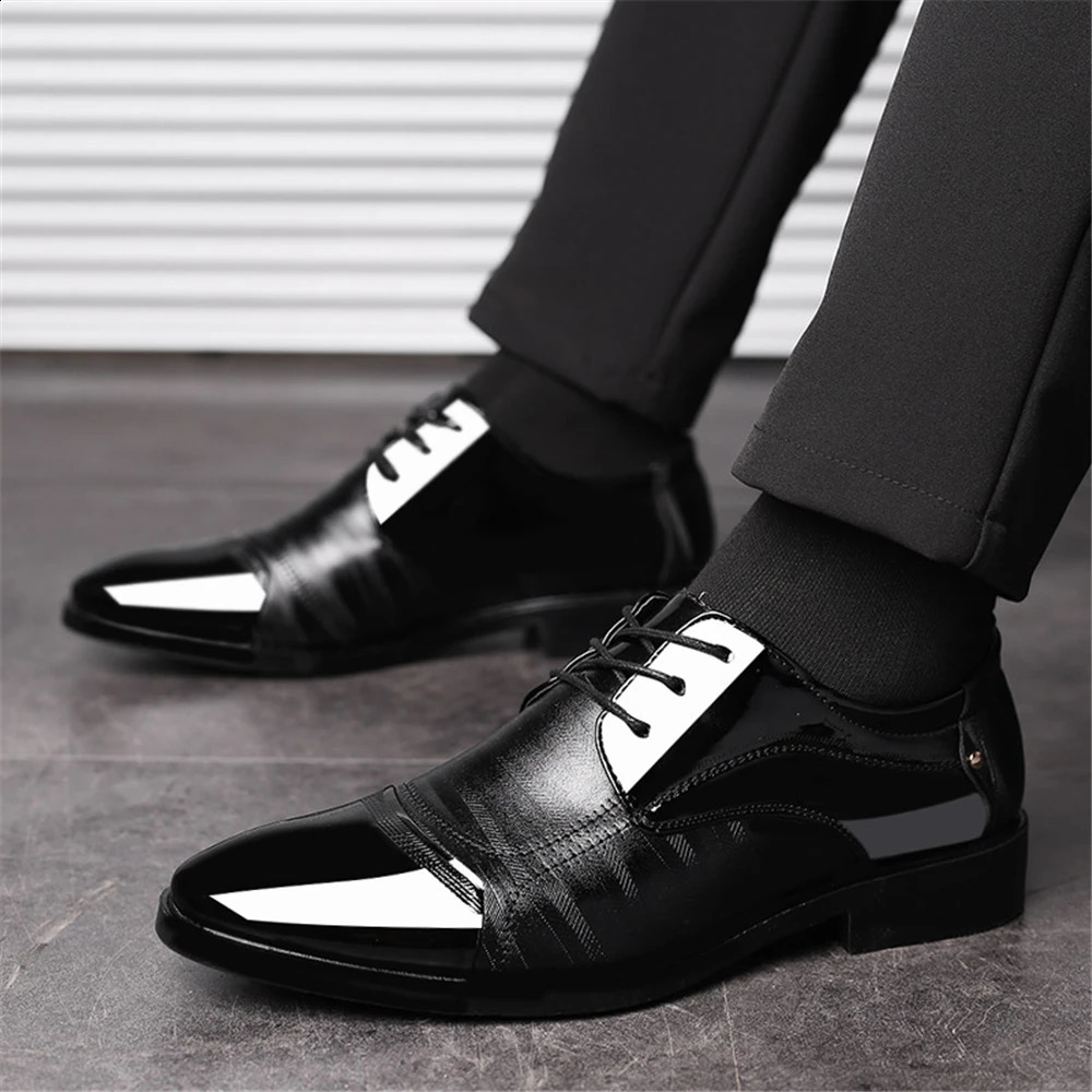 Leather Shoes Men Lace Up Formal Dress Shoes Business Oxford Male Office Wedding Dress Shoes Footwear 250206