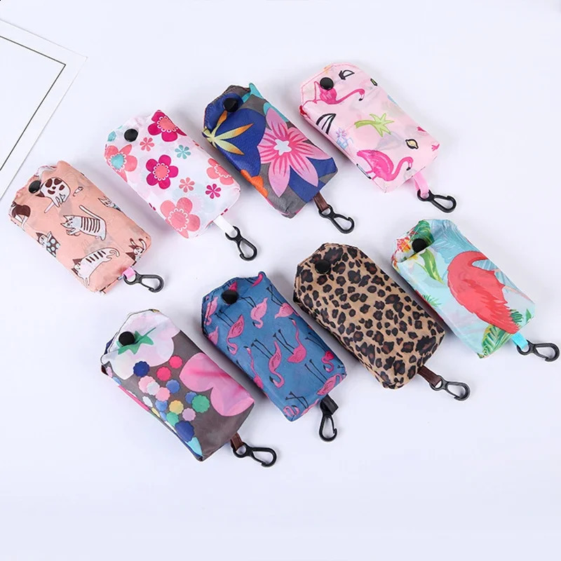 Fashion Floral Animal Plant Patterns Reusable Shopping Bags Foldable Bag Travel Portable Shoulder Storage Hand 250121