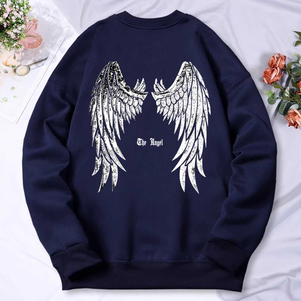 Angel Wings Printed Hoodie Mens Fashion Wool Warm Casual Clothing Comfortable Autumn Sweatshirt Hoodie W250207