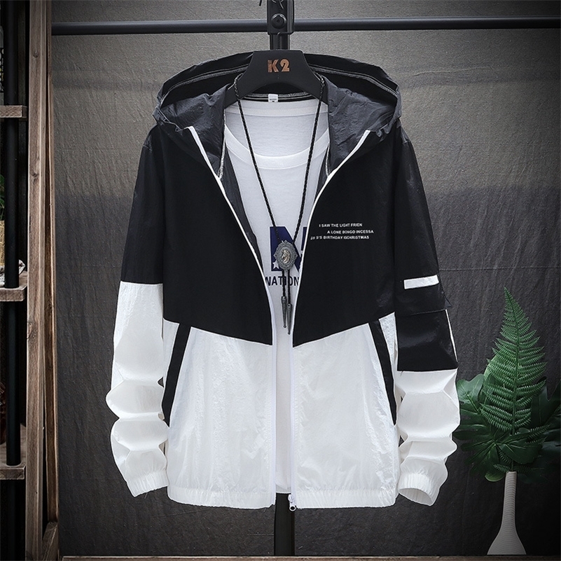 Summer Mens Sun Protection Shirt Thin Quick Drying Hood Windproof Jacket Breathable Letter Print Casual and Versatile Cardigan 250206