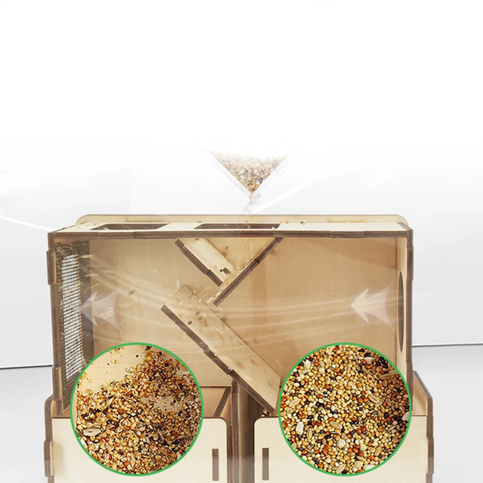 Bird Food Blowing Machine Grain Blown Shell Machine Splitter Separator DIY Wooden Assembly Box for Park Farm Shops Household 250121