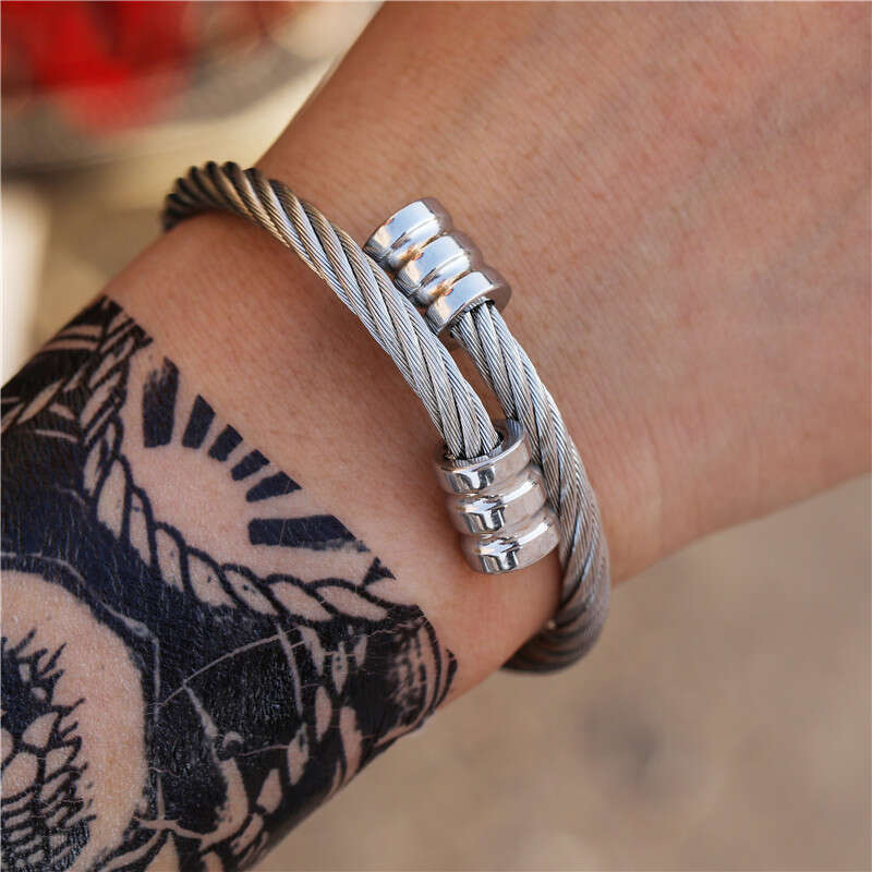 Jewelry trend, personalized stainless steel wrapped geometric bracelet, and accessory for men