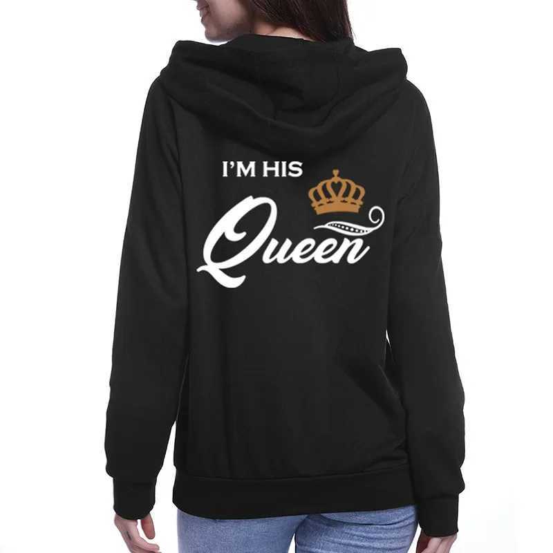 Printing Her King or His Queen Lover Hoodies Harajuku Fashion Casual Womens Wear Couple Sportswear Couple Hoodie W250207