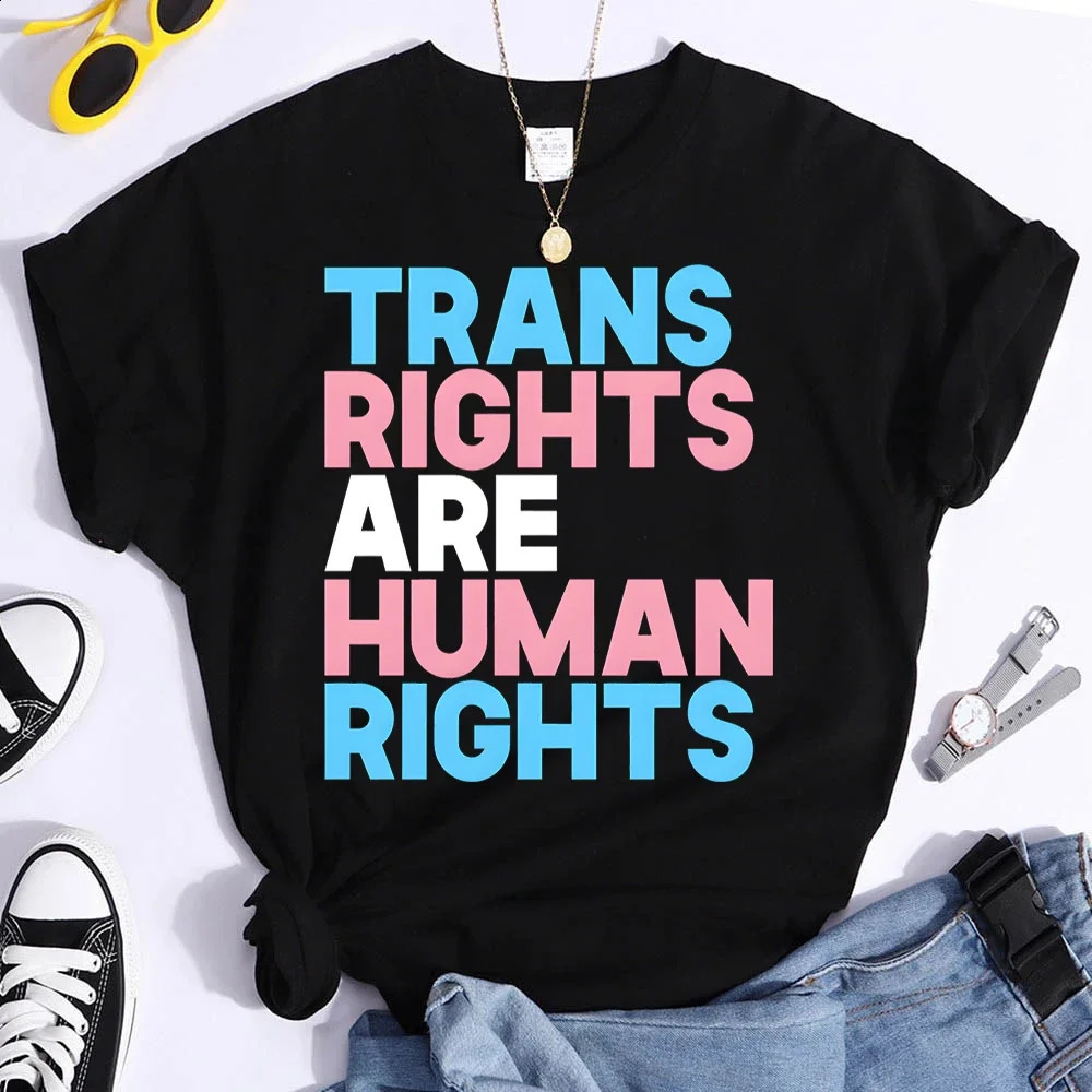 Trans Rights Are Human T Shirt LGBT Pride Personality Tops Tee Gay Transgender Shirts Month Gift Streetwear 250120