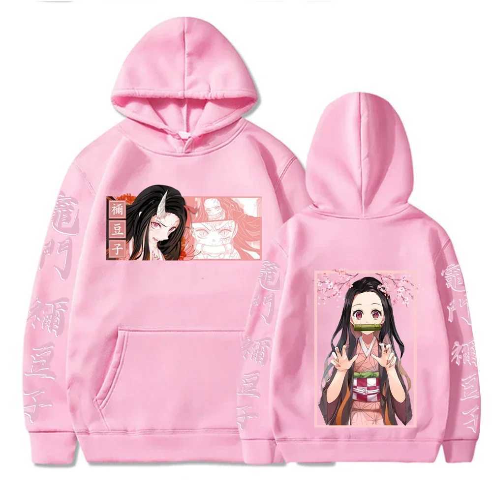 Japanese anime demon killer hoodie womens Kamado Nezuko printed sweatshirt autumn Harajuku warm streetwear plus size hoodie W250207