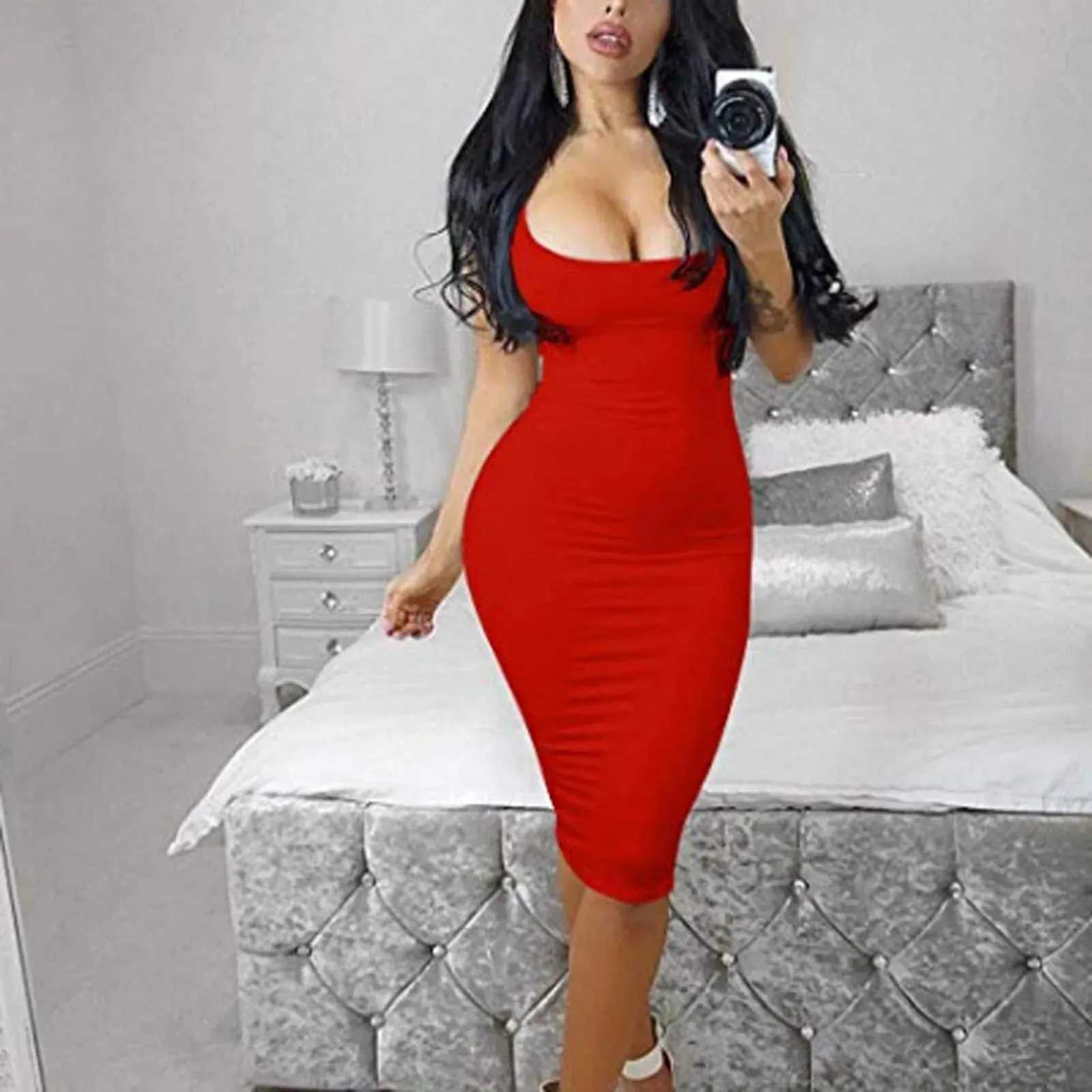 Women Fashion Casual Slim Fit Solid Color Hip Work Skirt Sveless Vest DressXJ2500207