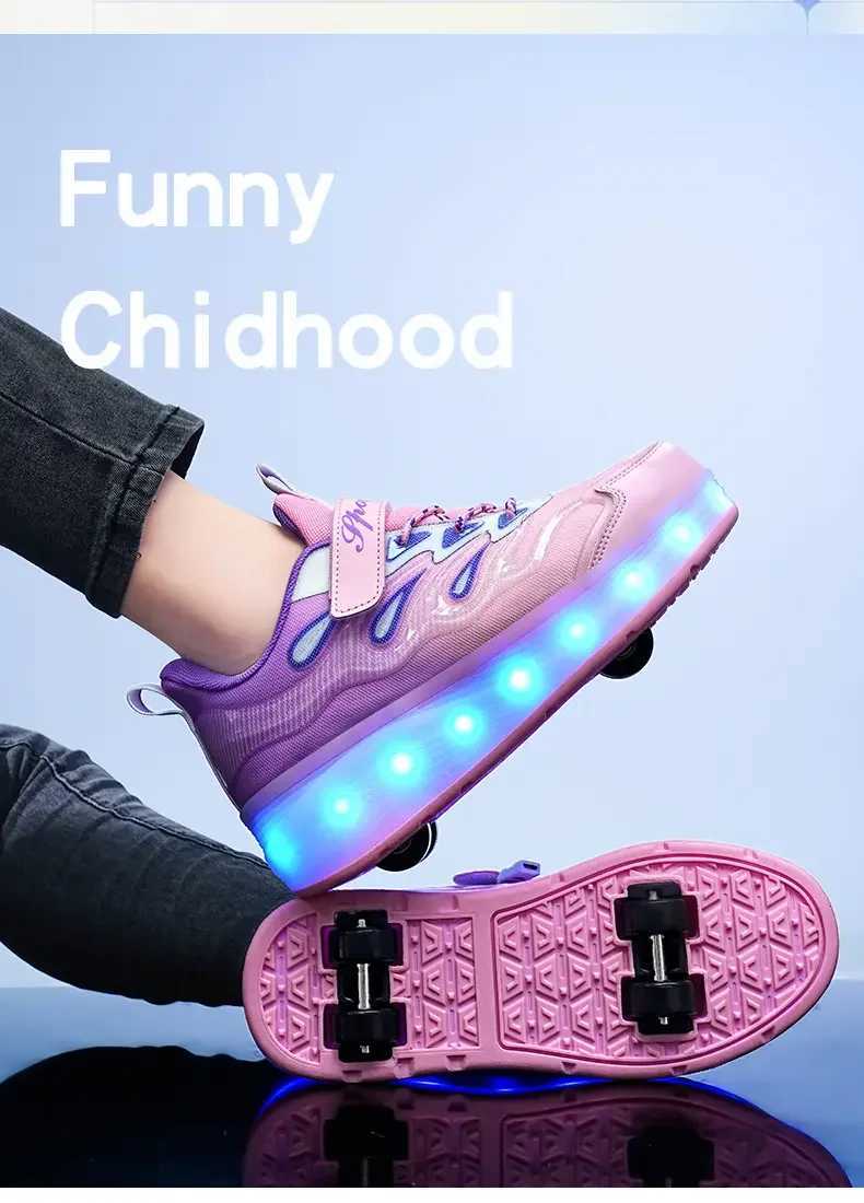 Fashion Roller Skate Shoes Kids Children Casual Sports Toy Gift Games Boys 4 Wheels Sneakers Girls Boots Ultra Light Rollerskate W250207