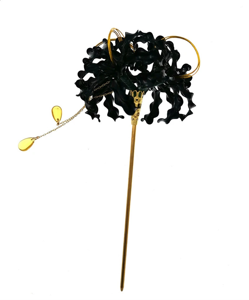 Handmade Lycoris Radiata Flower Hairpin Kanzashi Hair Stick for Kimono Hair Accessory Cosplay Decor Ornament Women Girl Jewelry 250120