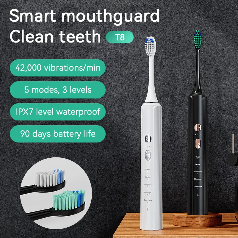 Electric Toothbrush With 6 Brush Heads For Teeth Brushes Vibration Dental Tooth Whitening Cleaner USB Rechargeable Oral Care 250206